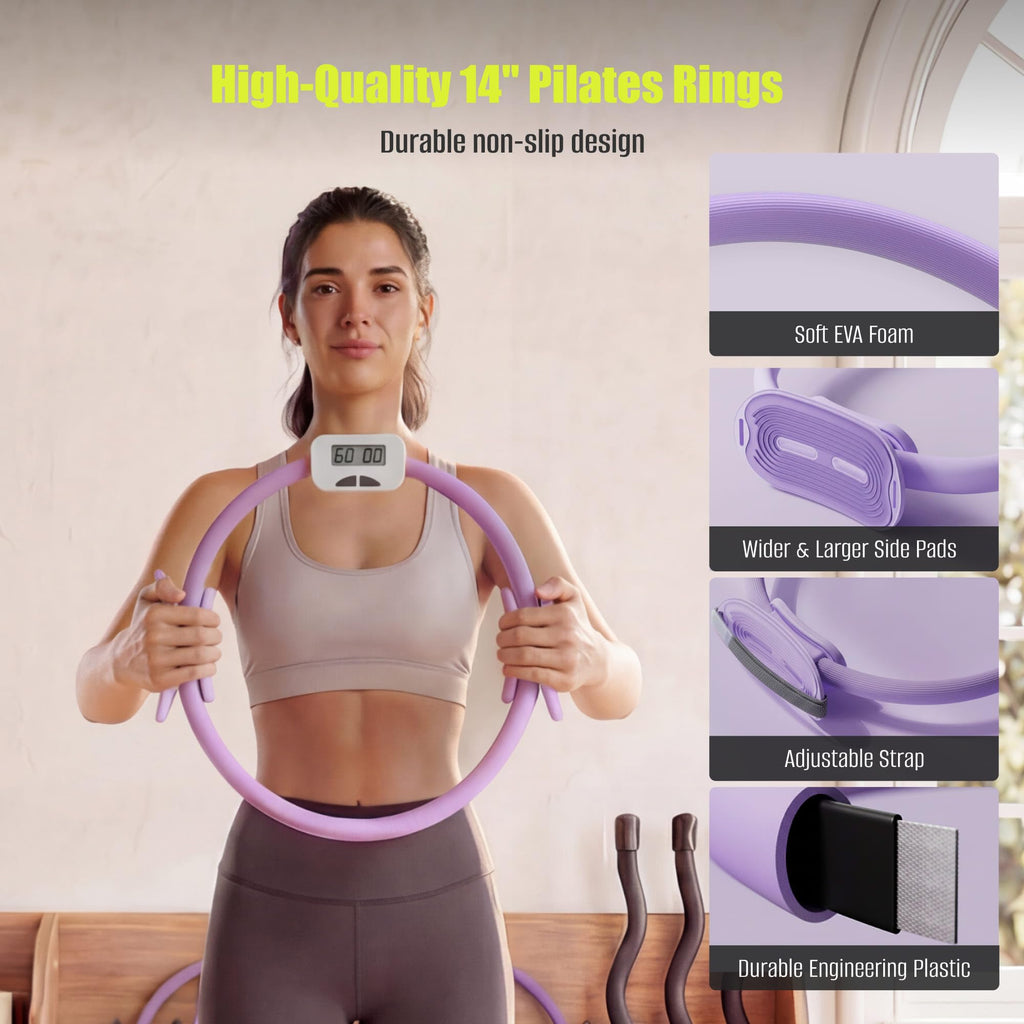 MaxU Pilates Ring Set with Counter and Timer – Purple, view 3