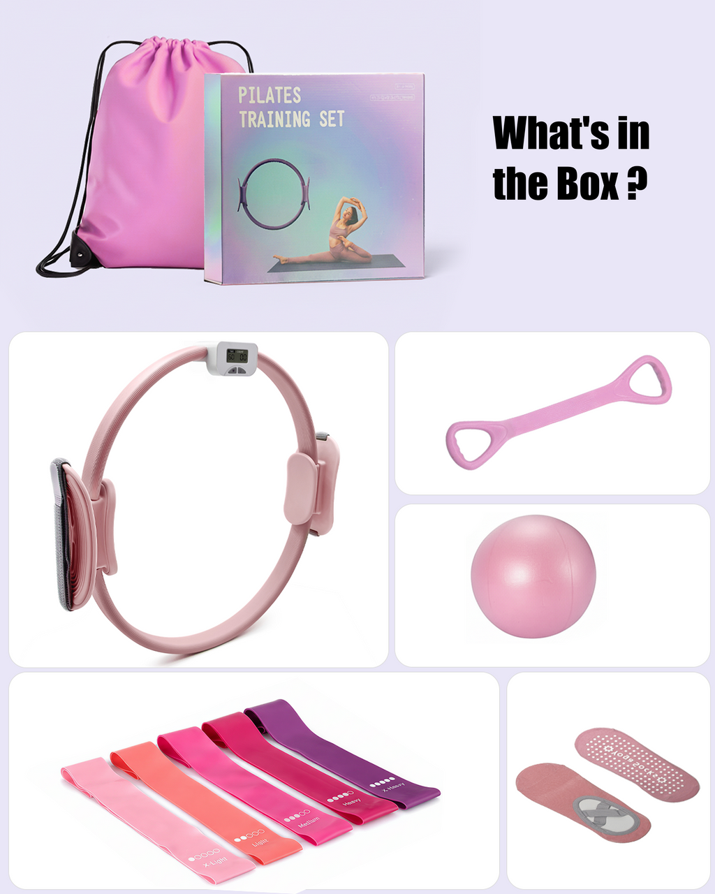 MaxU Pilates Ring Set with Counter and Timer – Pink, view 7