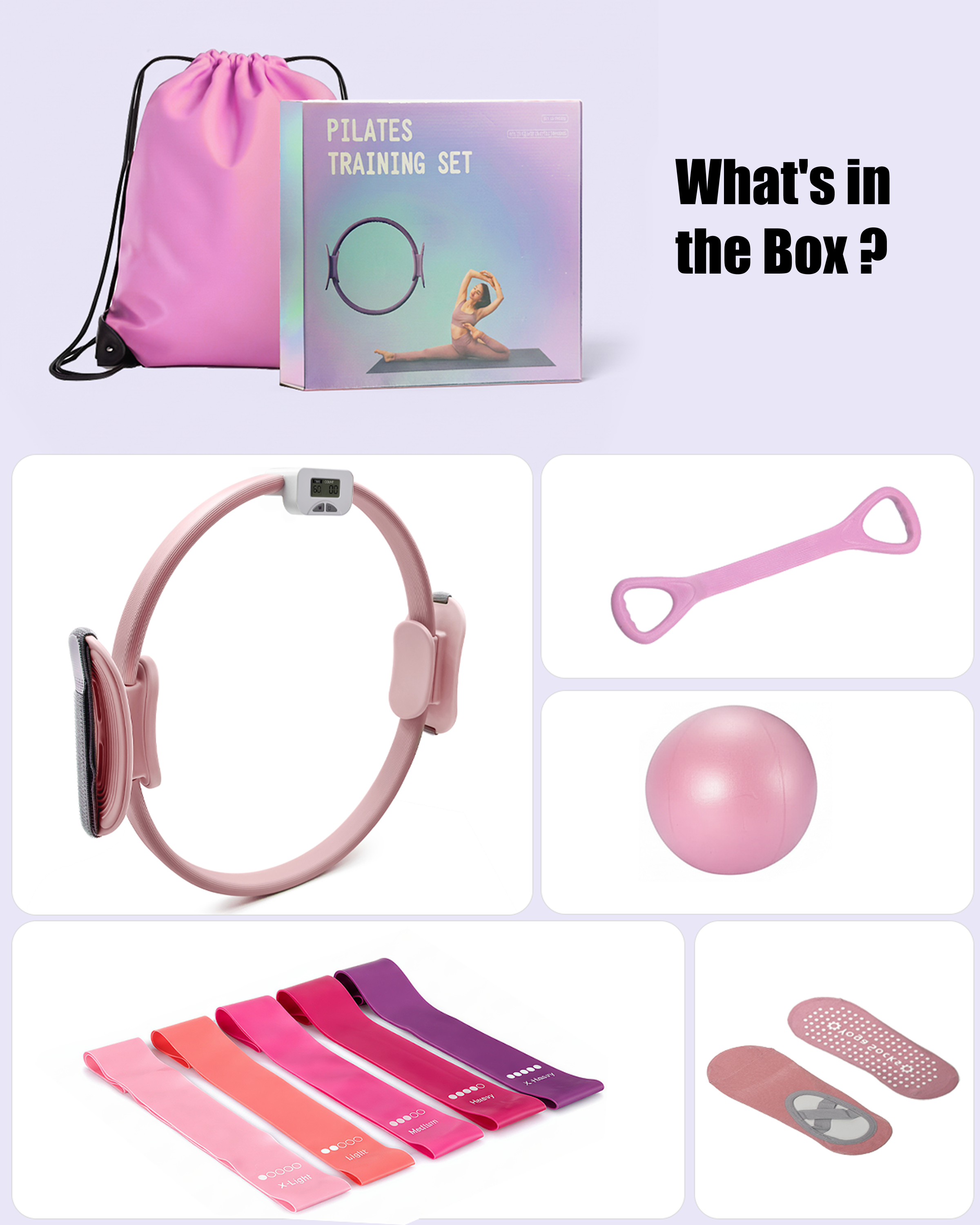MaxU Pilates Ring Set with Counter and Timer – Pink, view 7