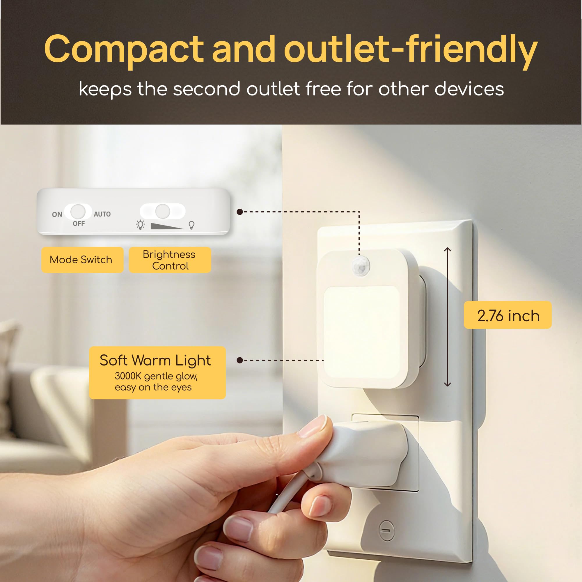 Viviendo Plug-In Motion Sensor Night Lights – 2 Pack, view 7