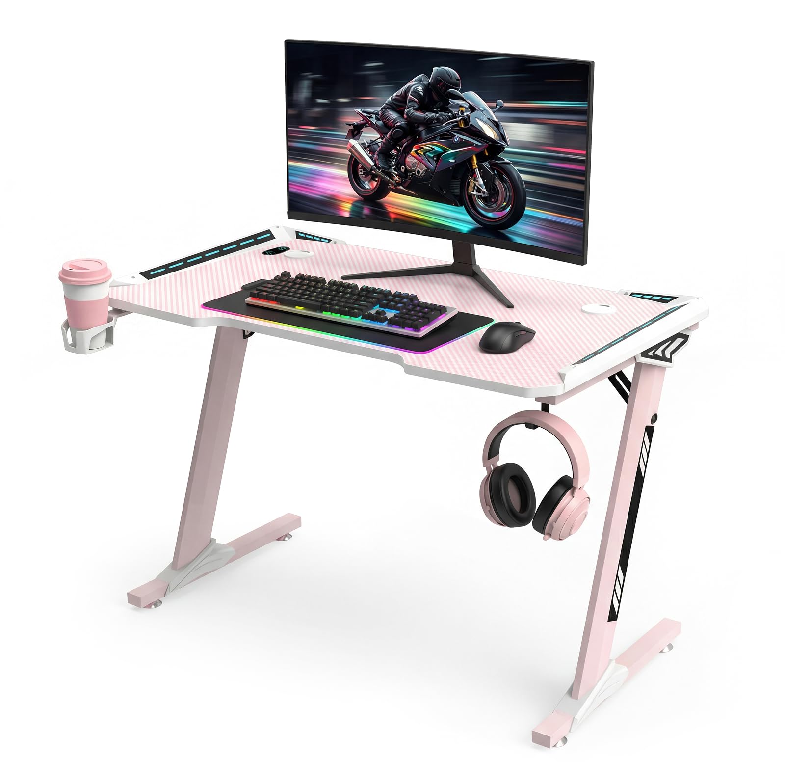 Viviendo RGB Gaming Desk – Pink / 140 cm