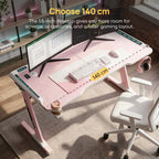 Viviendo RGB Gaming Desk – Pink / 140 cm, view 7
