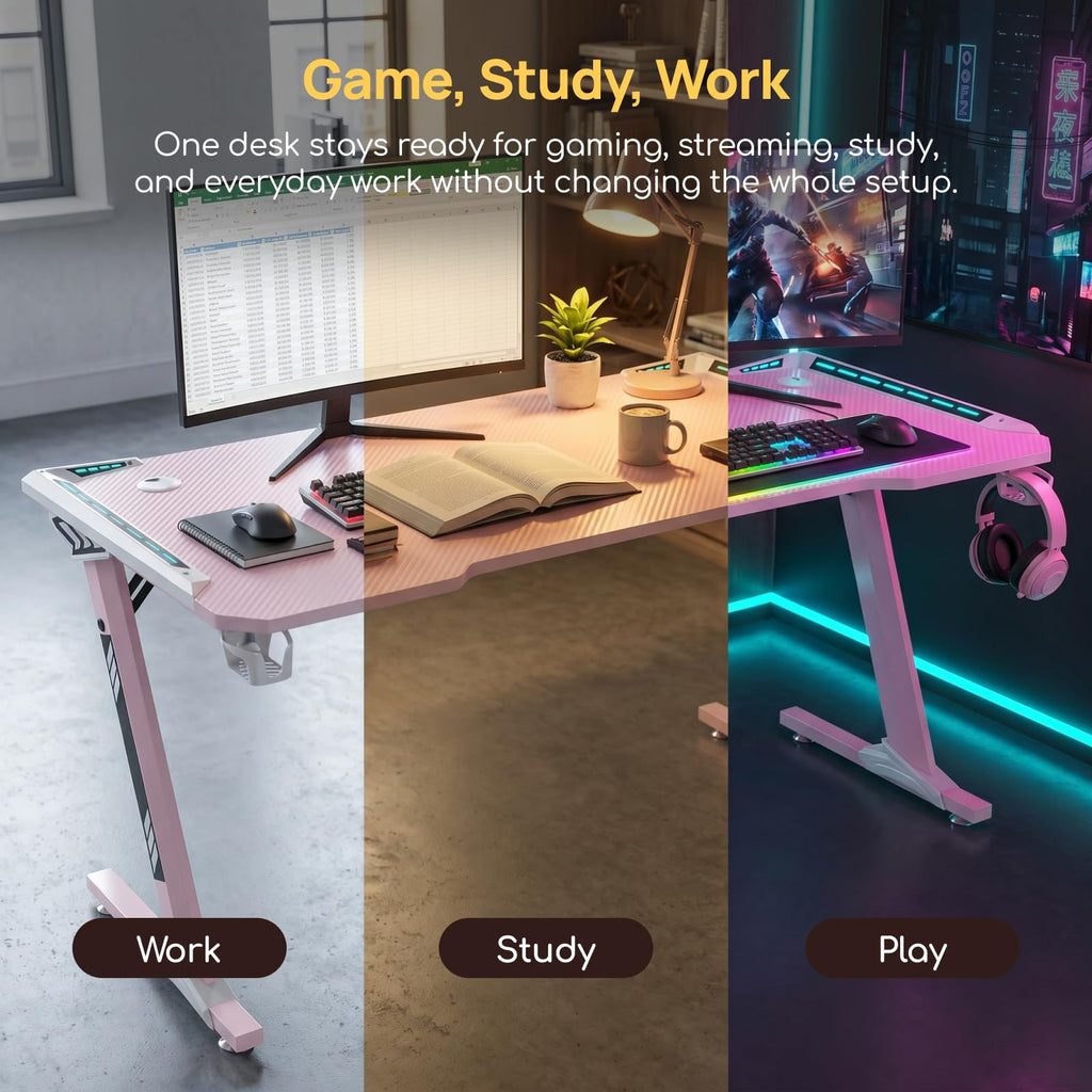 Viviendo RGB Gaming Desk – Pink / 140 cm, view 8
