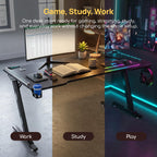 Viviendo RGB Gaming Desk – Black / 140 cm, view 8