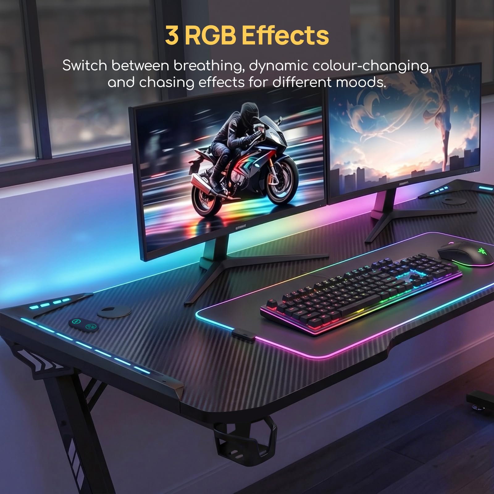 Viviendo RGB Gaming Desk – Black / 120 cm, view 4
