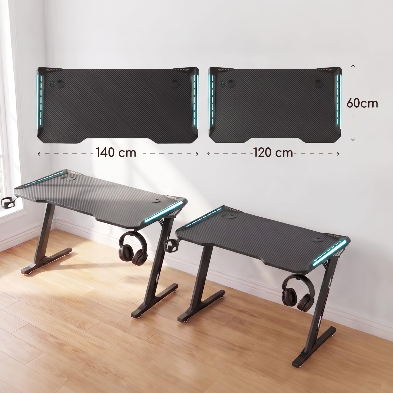 Viviendo RGB Gaming Desk – Black / 120 cm, view 9