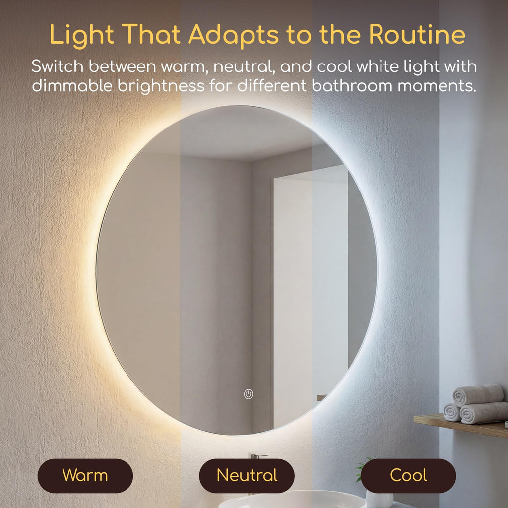 Viviendo Round LED Bathroom Mirror – 80 cm, view 3