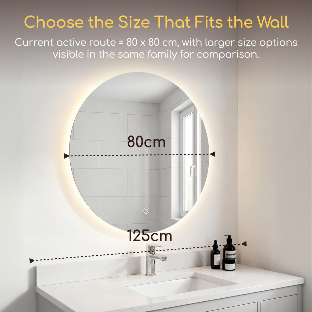 Viviendo Round LED Bathroom Mirror – 80 cm, view 6
