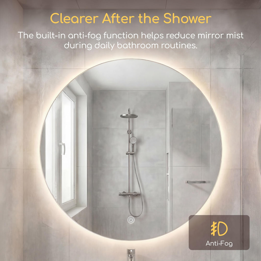 Viviendo Round LED Bathroom Mirror – 90 cm, view 2