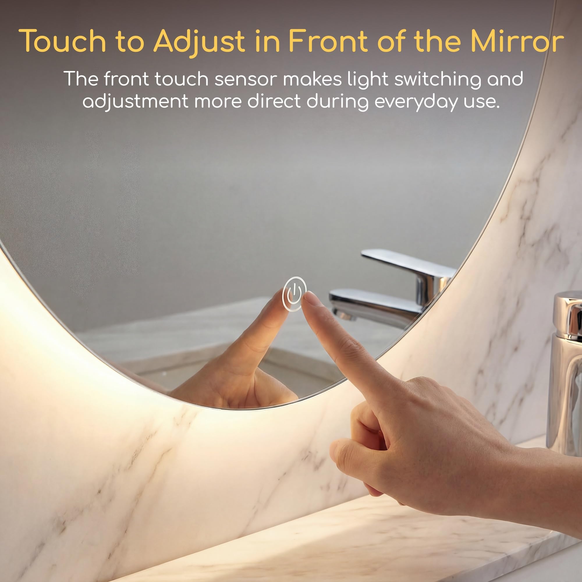 Viviendo Round LED Bathroom Mirror – 90 cm, view 4