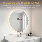 Viviendo Round LED Bathroom Mirror – 90 cm, view 6