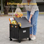 Viviendo 65 L Foldable Shopping Trolley with Sliding Lid – Black, view 2