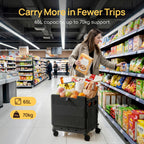 Viviendo 65 L Foldable Shopping Trolley with Sliding Lid – Black, view 4