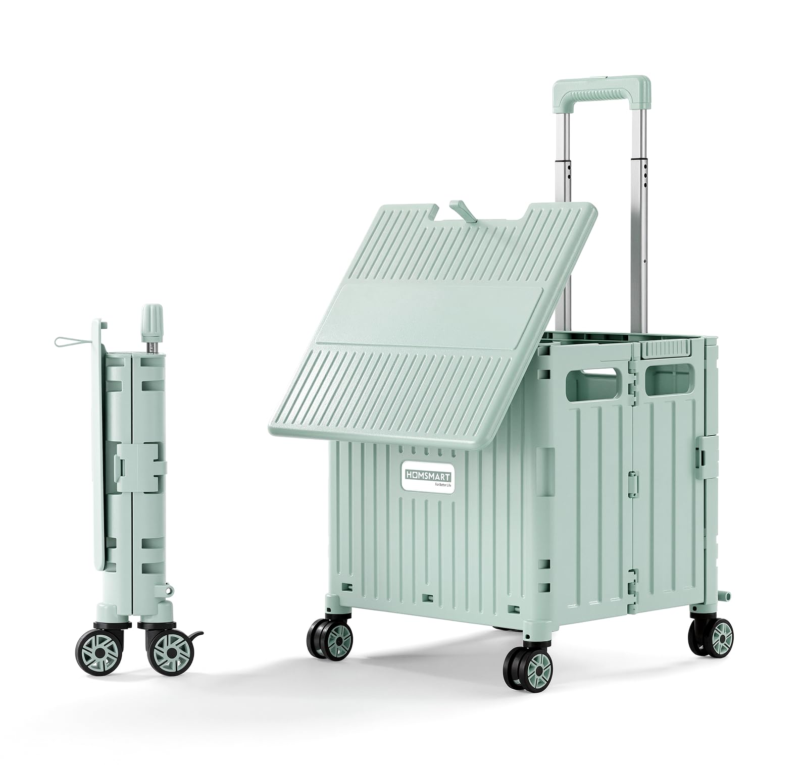 Viviendo 65 L Foldable Shopping Trolley with Sliding Lid – Green