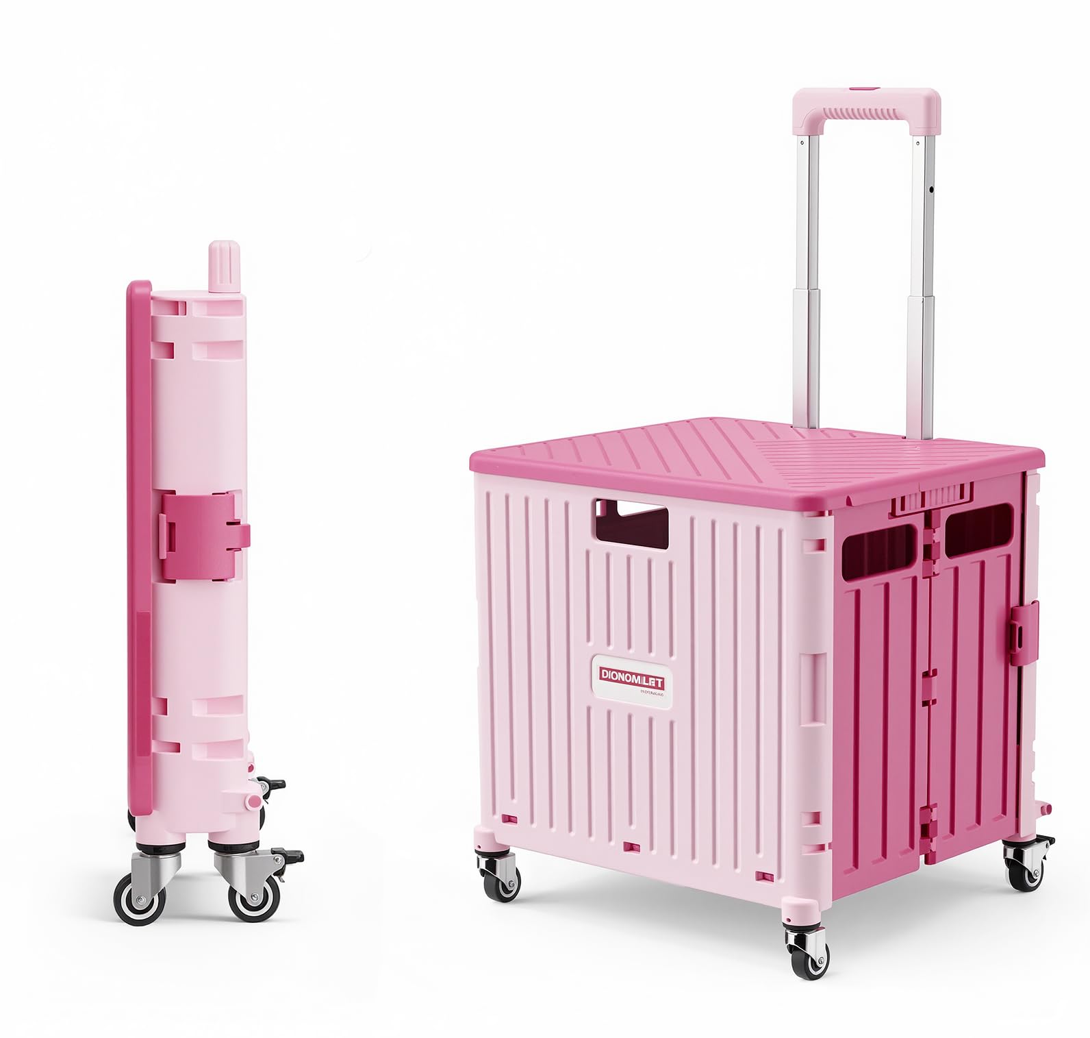 Viviendo 65 L Foldable Shopping Trolley with Sliding Lid – Pink