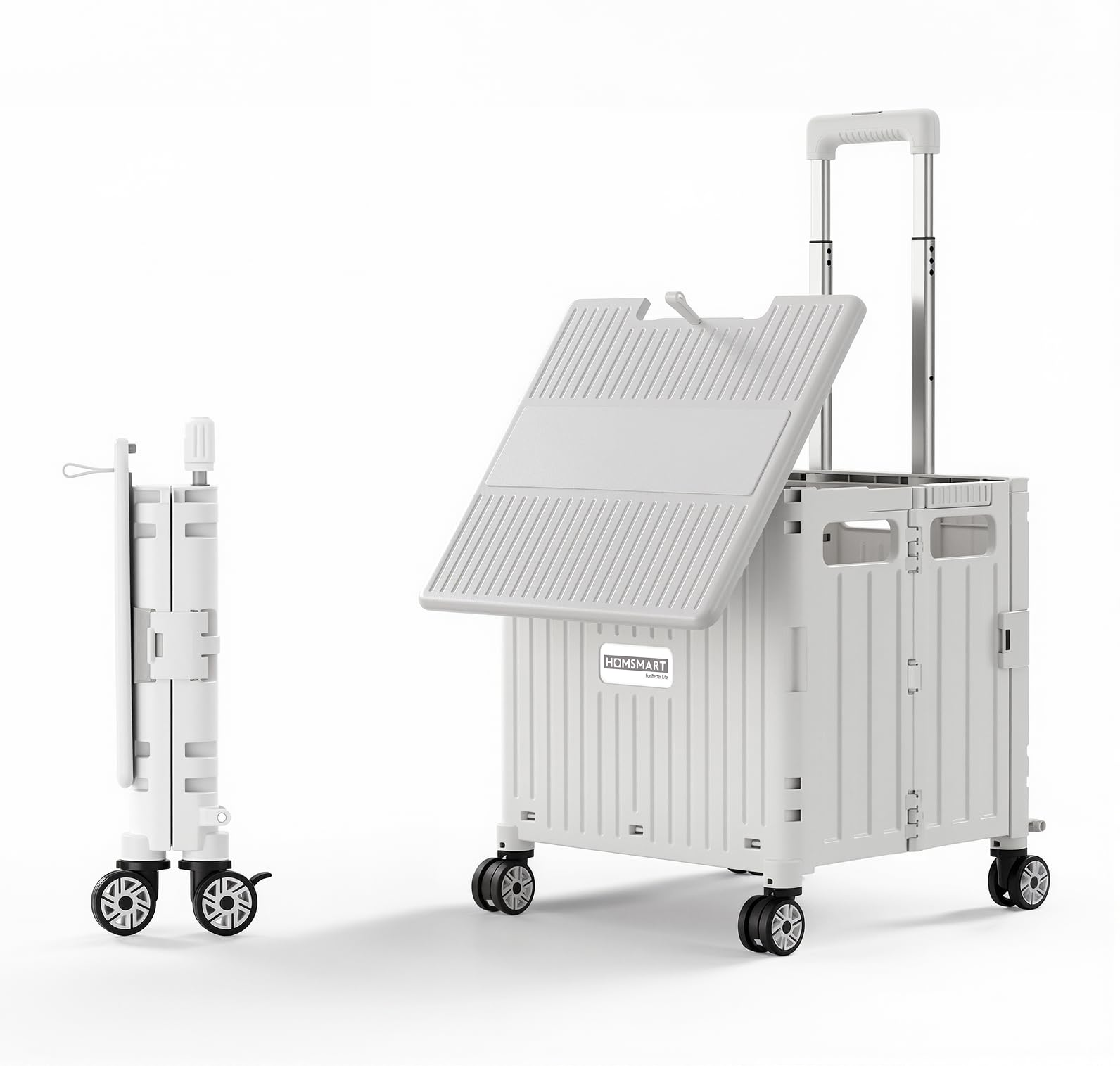 Viviendo 65 L Foldable Shopping Trolley with Sliding Lid – White