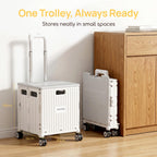 Viviendo 65 L Foldable Shopping Trolley with Sliding Lid – White, view 8