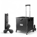 Viviendo 65 L Foldable Shopping Trolley with Stair-Climbing Wheels – Black