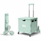 Viviendo 65 L Foldable Shopping Trolley with Stair-Climbing Wheels – Green