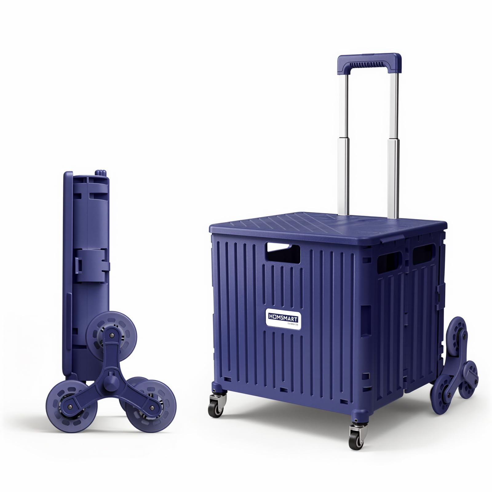 Viviendo 65 L Foldable Shopping Trolley with Stair-Climbing Wheels – Purple