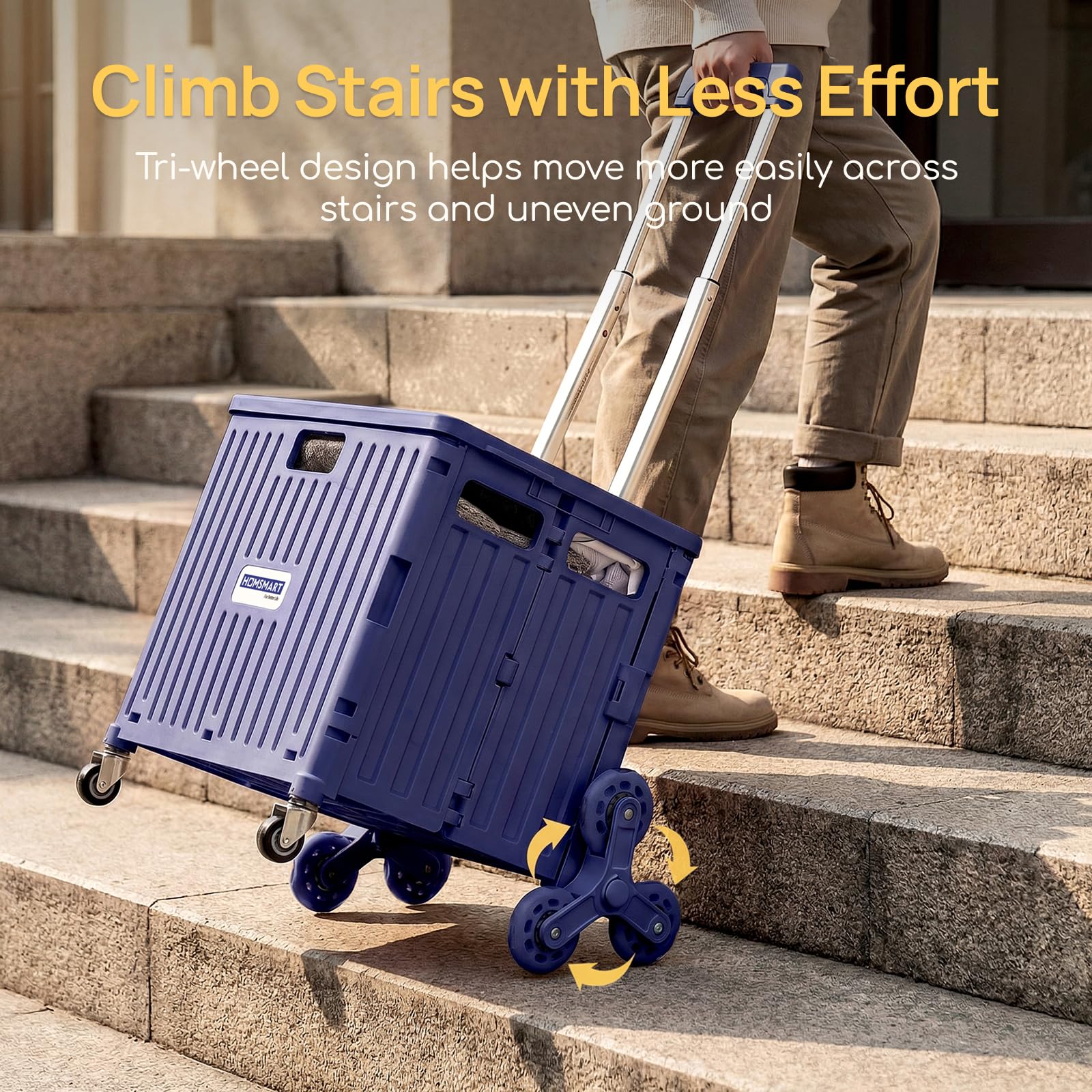 Viviendo 65 L Foldable Shopping Trolley with Stair-Climbing Wheels – Purple, view 2