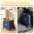 Viviendo 65 L Foldable Shopping Trolley with Stair-Climbing Wheels – Purple, view 3