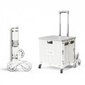 Viviendo 65 L Foldable Shopping Trolley with Stair-Climbing Wheels – White
