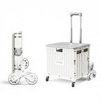 Viviendo 65 L Foldable Shopping Trolley with Stair-Climbing Wheels – White
