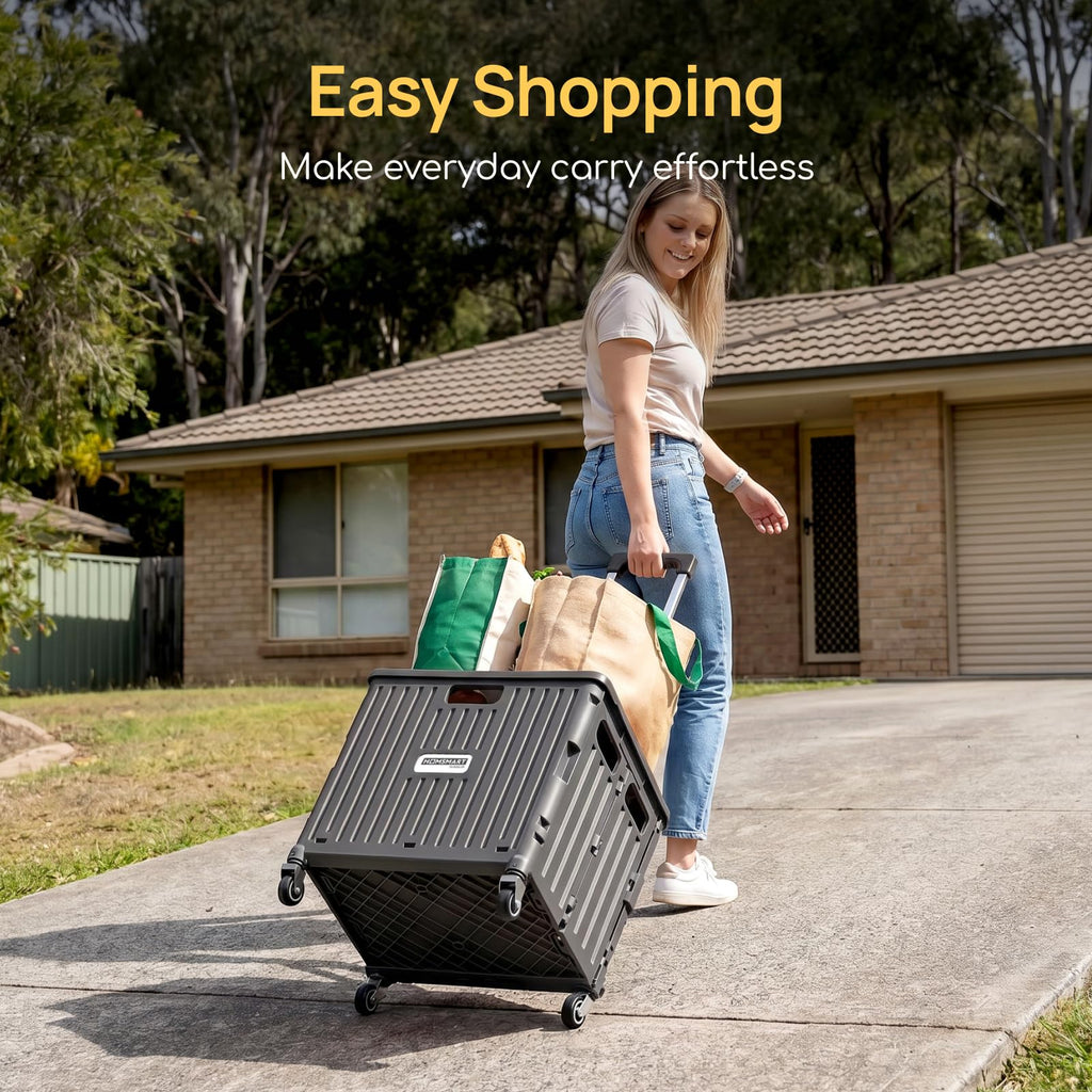 Viviendo 65 L Foldable Shopping Trolley with Swivel Wheels – Black, view 2