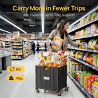 Viviendo 65 L Foldable Shopping Trolley with Swivel Wheels – Black, view 4