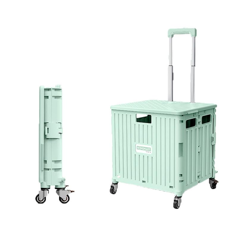 Viviendo 65 L Foldable Shopping Trolley with Swivel Wheels – Green