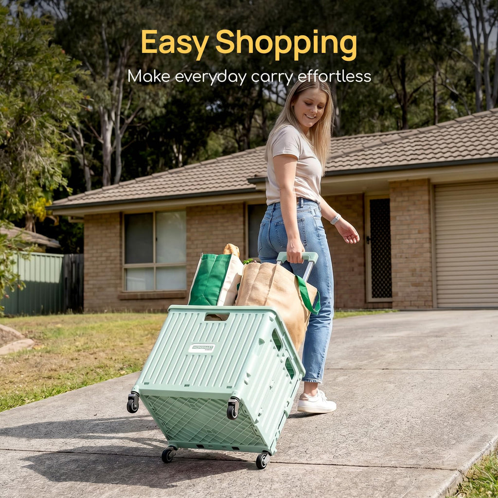 Viviendo 65 L Foldable Shopping Trolley with Swivel Wheels – Green, view 2