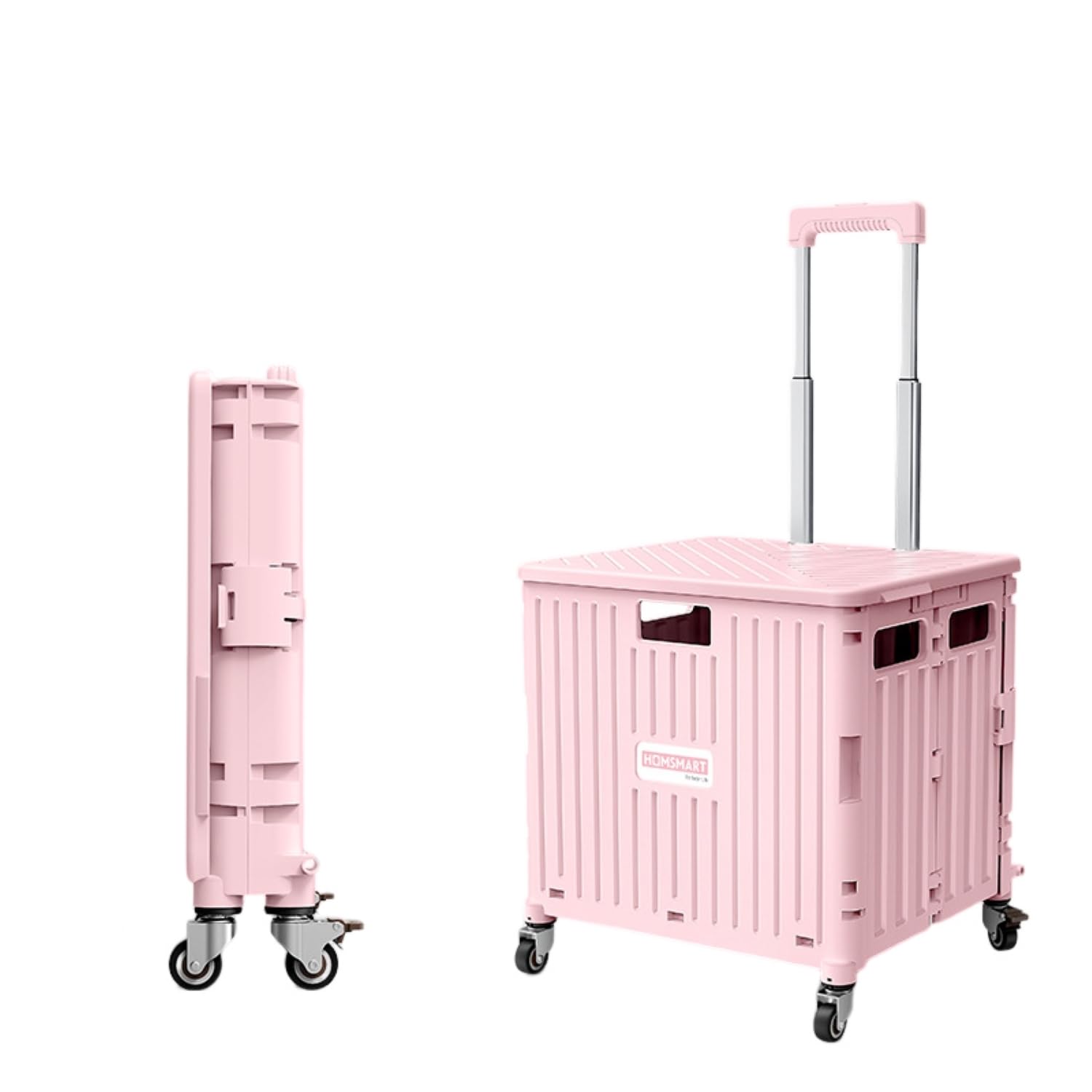 Viviendo 65 L Foldable Shopping Trolley with Swivel Wheels – Pink