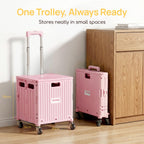 Viviendo 65 L Foldable Shopping Trolley with Swivel Wheels – Pink, view 8