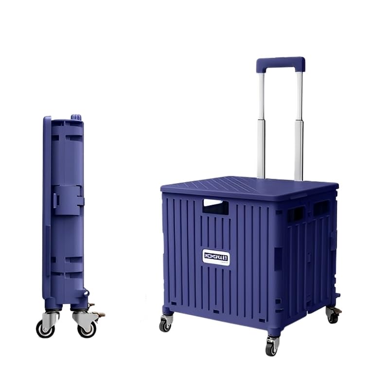 Viviendo 65 L Foldable Shopping Trolley with Swivel Wheels – Purple