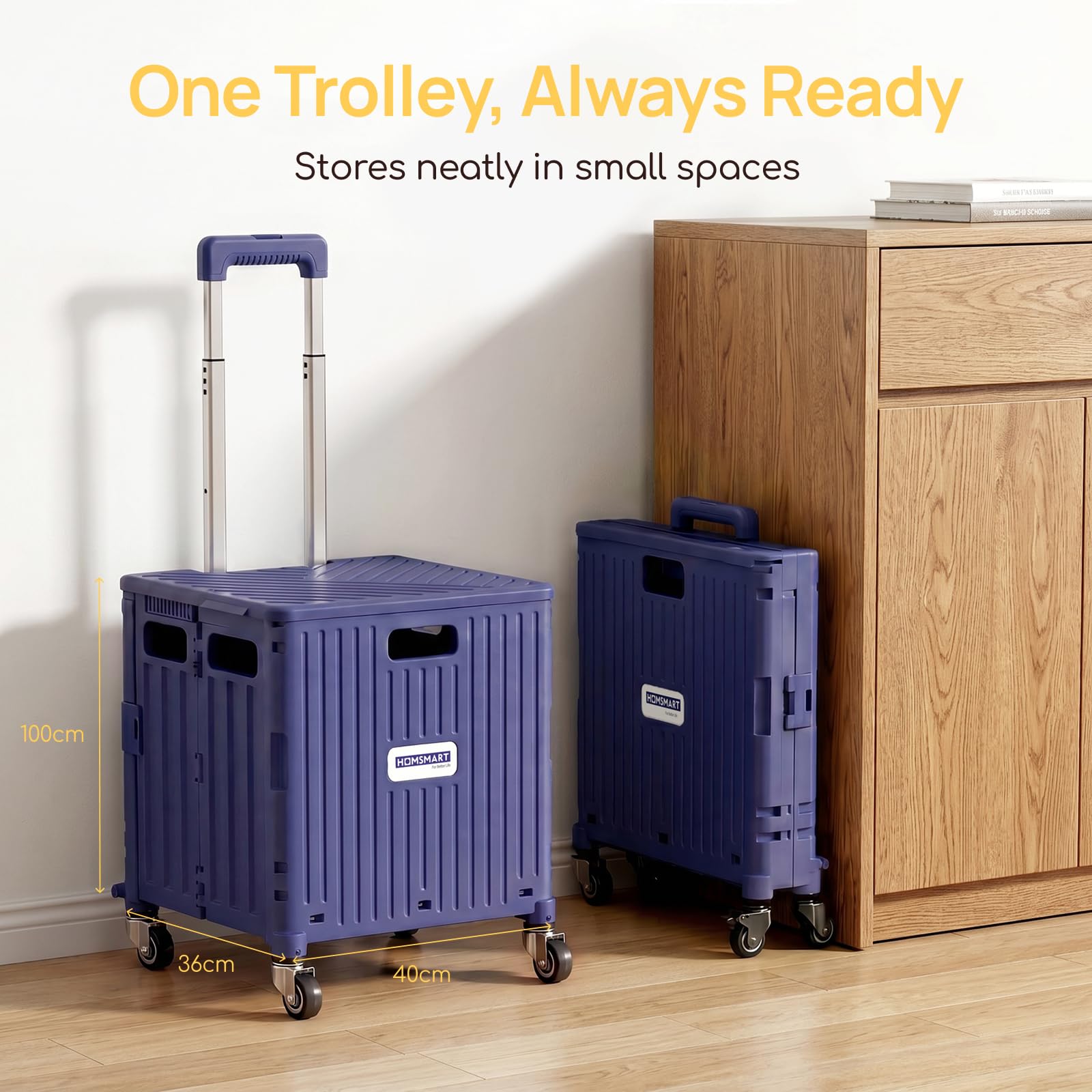 Viviendo 65 L Foldable Shopping Trolley with Swivel Wheels – Purple, view 8