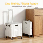 Viviendo 65 L Foldable Shopping Trolley with Swivel Wheels – White, view 8