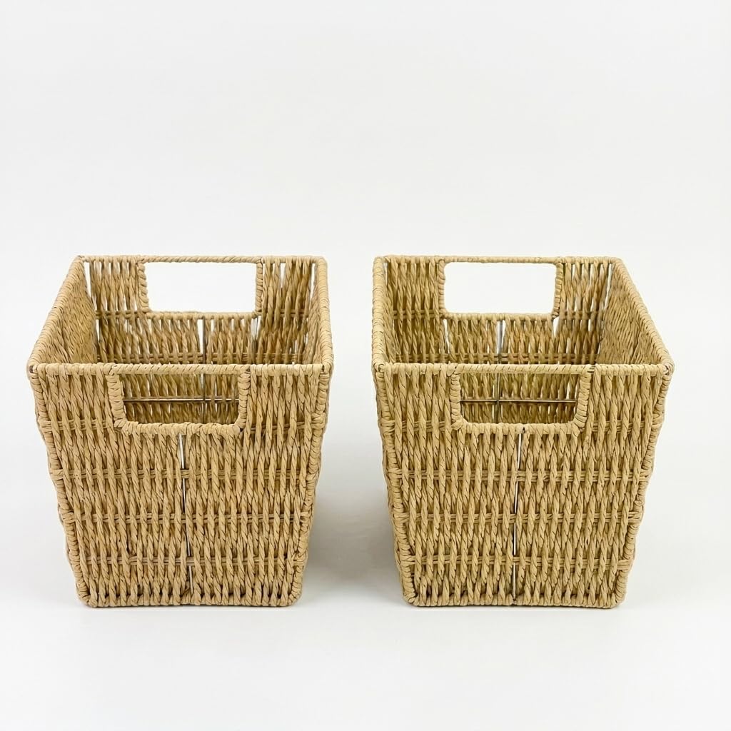 Viviendo Woven Paper Storage Baskets - 2 Pack