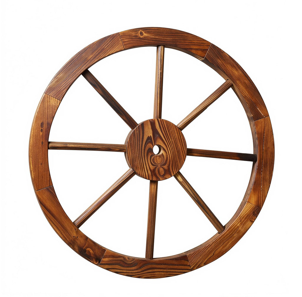 Hortikraft 60 cm Wooden Wagon Wheel Garden Decor