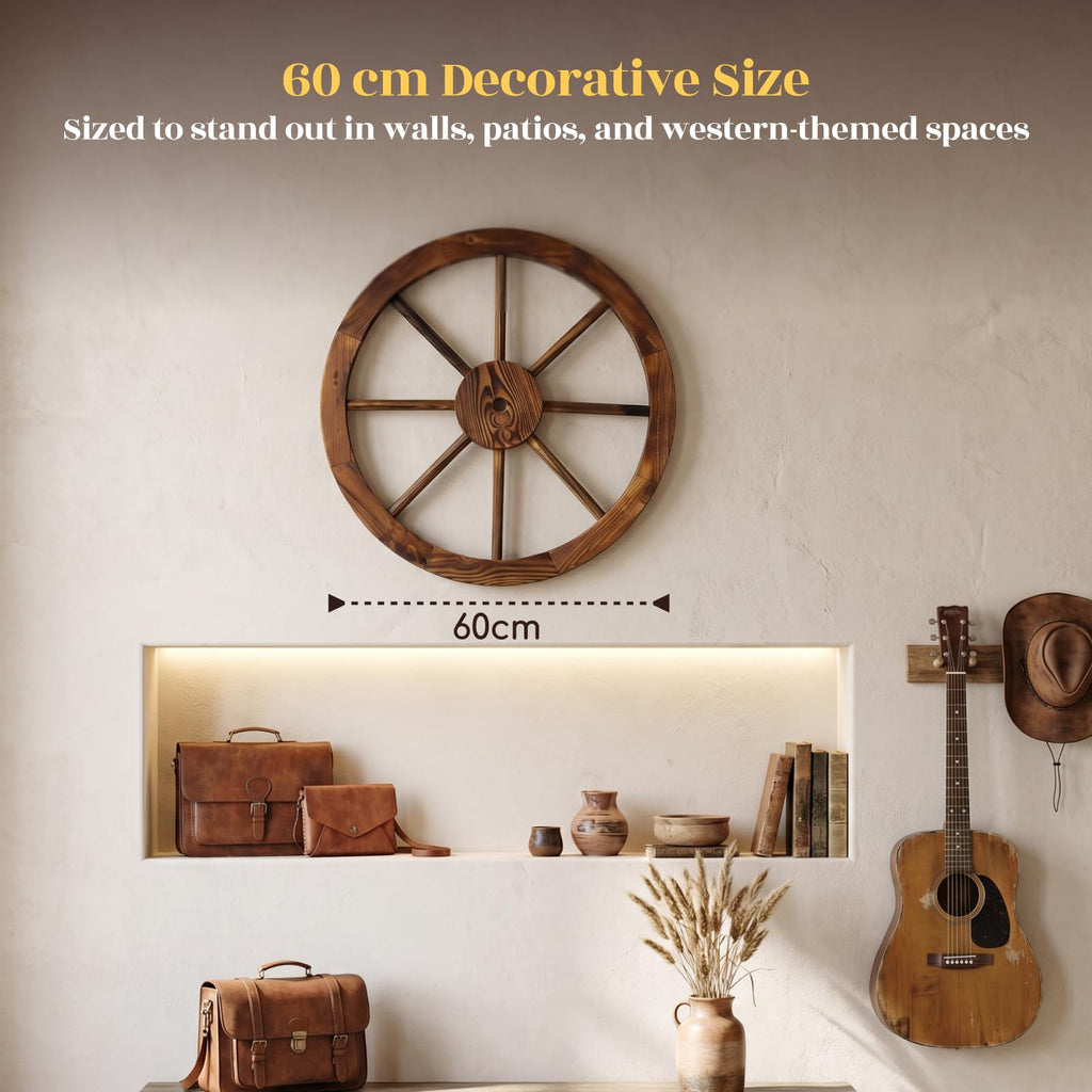 Hortikraft 60 cm Wooden Wagon Wheel Garden Decor, view 3