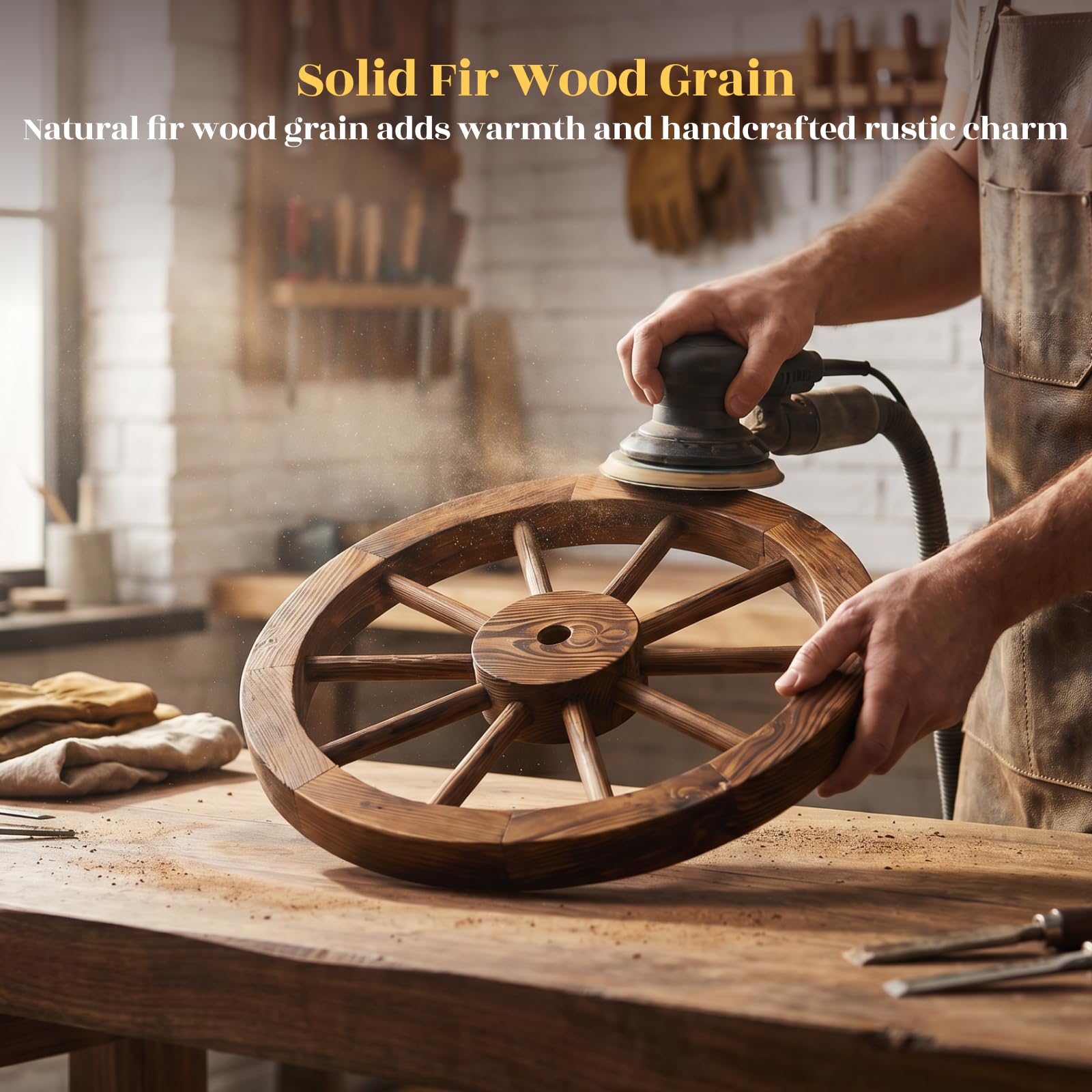 Hortikraft 60 cm Wooden Wagon Wheel Garden Decor, view 4