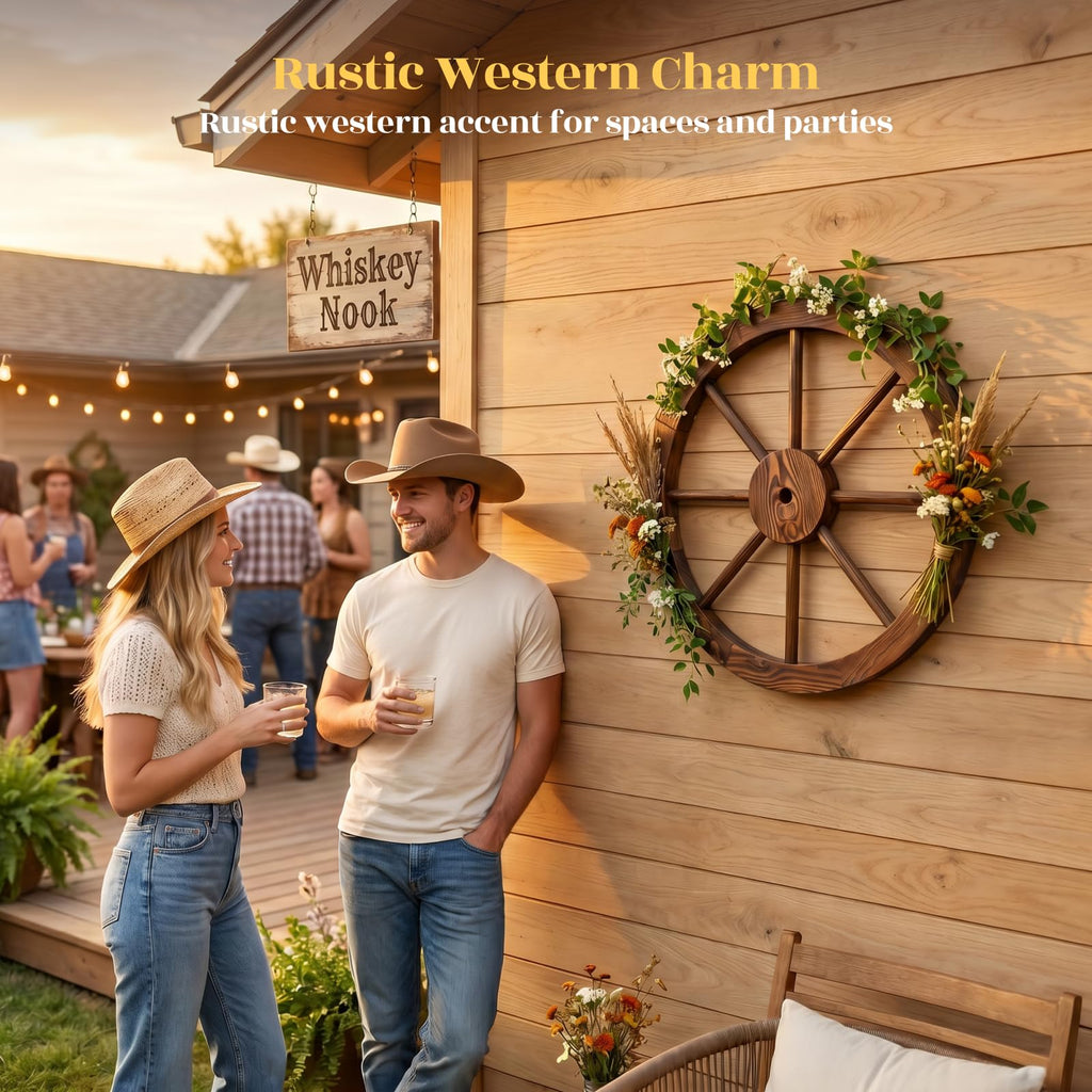 Hortikraft 60 cm Wooden Wagon Wheel Garden Decor, view 7