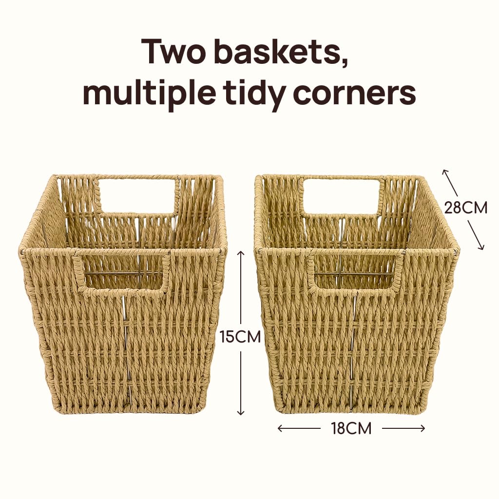 Viviendo Woven Paper Storage Baskets – 2 Pack, view 3