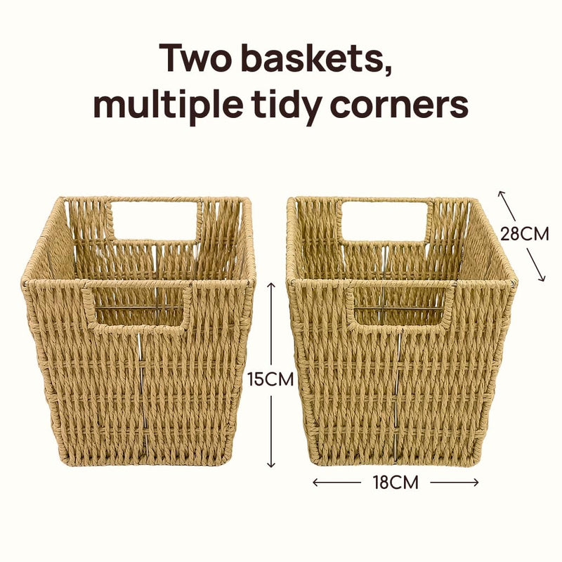 Viviendo Woven Paper Storage Baskets – 2 Pack, view 3